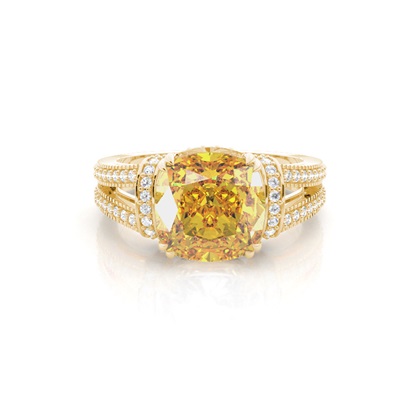 Prong Set Yellow Diamond Side Stone  Engagement Ring