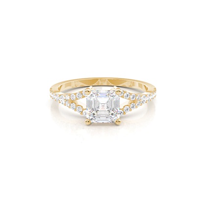 Asscher Gelbgold Diamantringe