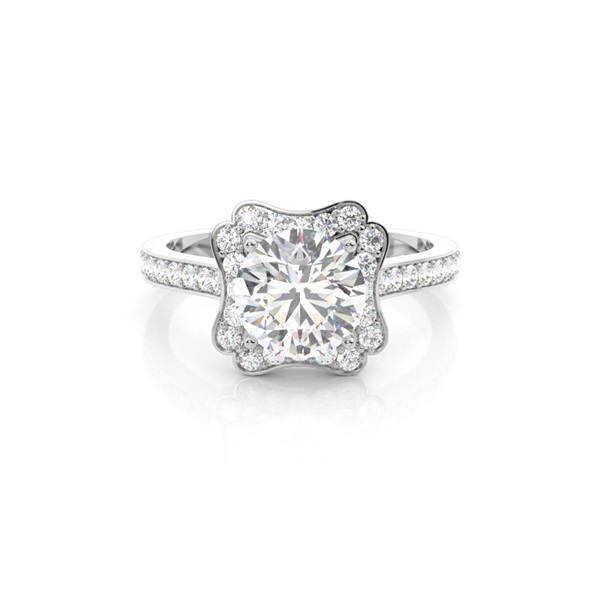 Single Halo Round Diamond Engagement Ring