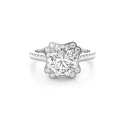Single Halo Round Diamond Engagement Ring