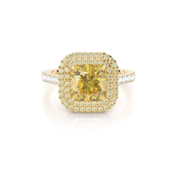 White Gold Halo Yellow Diamond Engagement Ring
