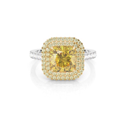 White Gold Halo Yellow Diamond Engagement Ring