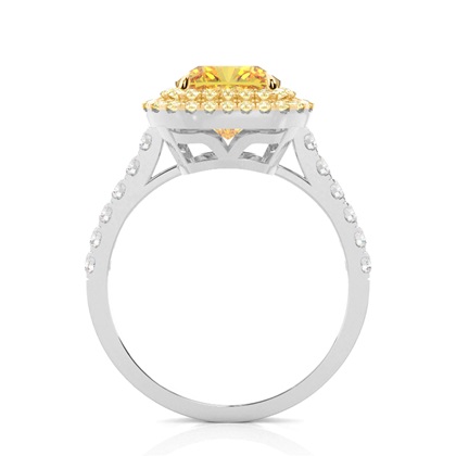 White Gold Halo Yellow Diamond Engagement Ring