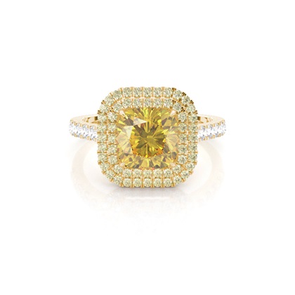White Gold Halo Yellow Diamond Engagement Ring