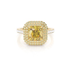 White Gold Halo Yellow Diamond Engagement Ring