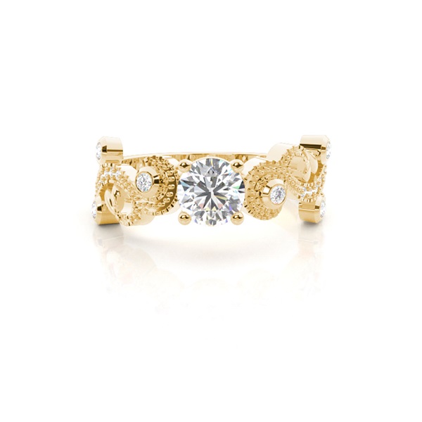 Round Side Stone Diamond Engagement Ring