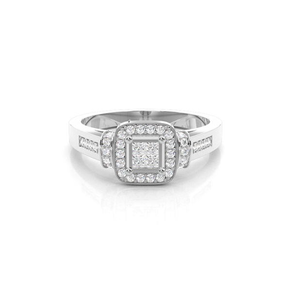 Pave Setting Round Diamond Cluster Ring