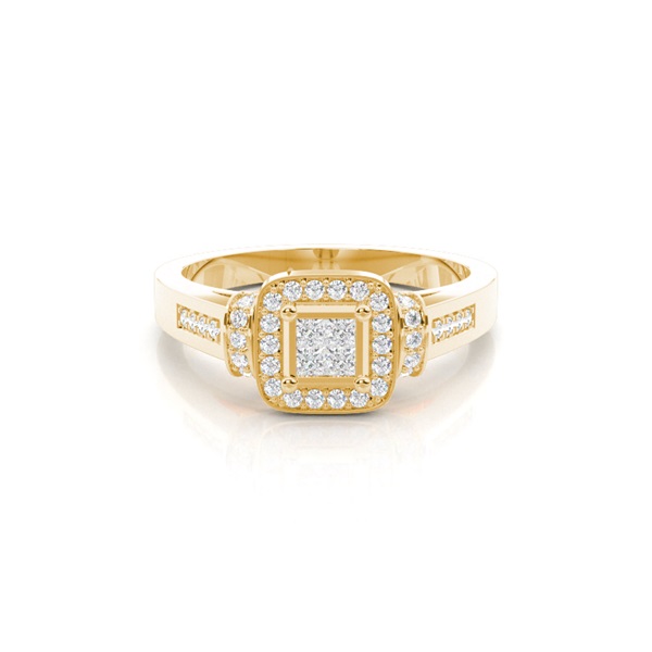Pave Setting Round Diamond Cluster Ring