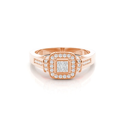 Rose Gold Cluster Diamond Engagement Rings
