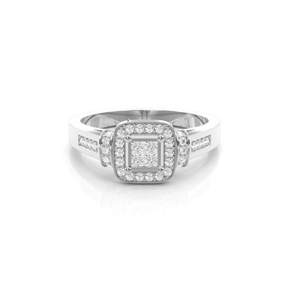 Pave Setting Round Diamond Cluster Ring