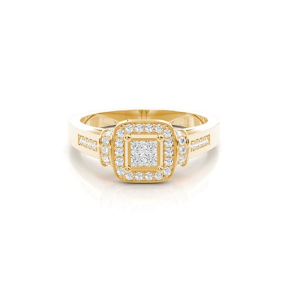 Yellow Gold Cluster Diamond Engagement Rings