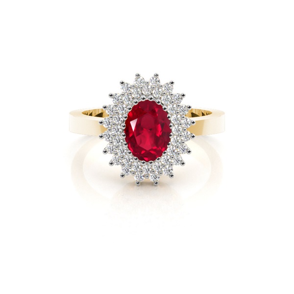 Prong Ruby Oval Halo Ring
