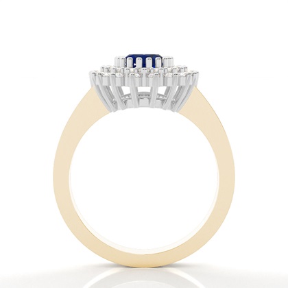 Prong Blue Sapphire Oval Halo Ring