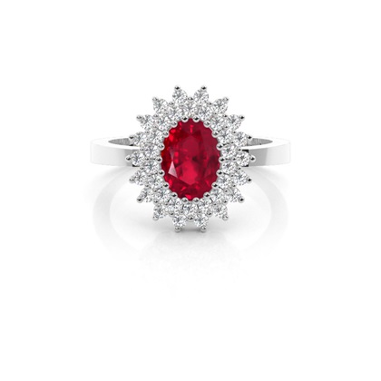 Prong Ruby Oval Halo Ring