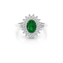 Prong Emerald Oval Halo Ring