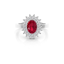 Prong Ruby Oval Halo Ring