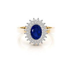 Prong Blue Sapphire Oval Halo Ring