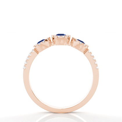 Volle Lünette Einstellung Runde drei Stone Blue Sapphire Ring