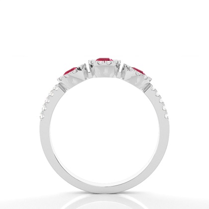 Full Bezel Setting Round Three Stone Ruby Ring