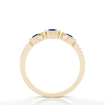 Volle Lünette Einstellung Runde drei Stone Blue Sapphire Ring