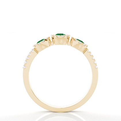 Runder Smaragdring mit drei Steinen in voller Fassung