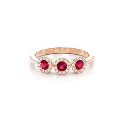 Round Rose Gold Gemstone Diamond Rings