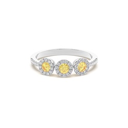 Bezel Setting Yellow Diamond Three Stone Ring