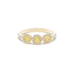 Zargenfassung Gelber Diamant Drei Stein Ring