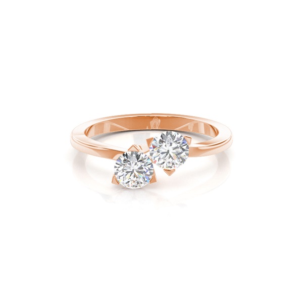 Prong Setting Plain Two Stone Ring