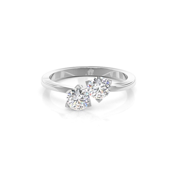 Prong Setting Plain Two Stone Ring
