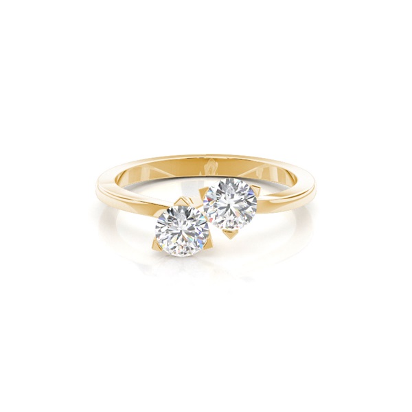 Prong Setting Plain Two Stone Ring