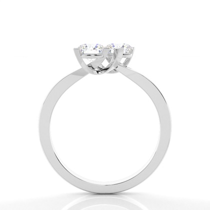 Prong Setting Plain Two Stone Ring