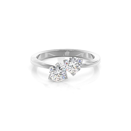 Prong Setting Plain Two Stone Ring