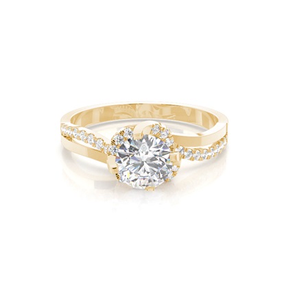 Yellow Gold Twisted Diamond Engagement Rings