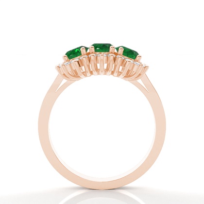 Ovaler Drei-Stein-Smaragdring mit 4 Zinken
