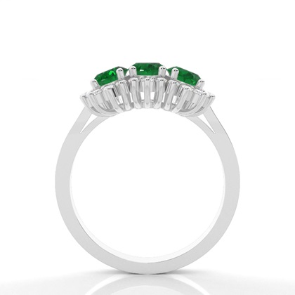 Ovaler Drei-Stein-Smaragdring mit 4 Zinken