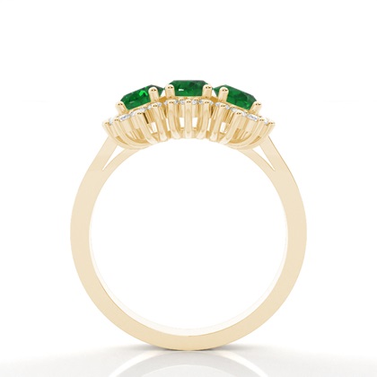 Ovaler Drei-Stein-Smaragdring mit 4 Zinken