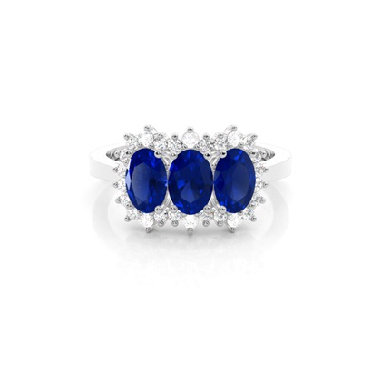 Oval 3 Stone Diamond Rings