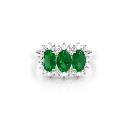 Oval 3 Stone Diamond Rings