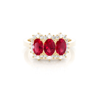 Yellow Gold Three Stone Diamond Rings