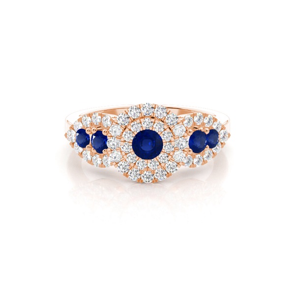 Prong Round Cluster Blue Sapphire Ring