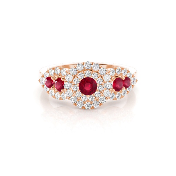 Prong Round Cluster Ruby Ring