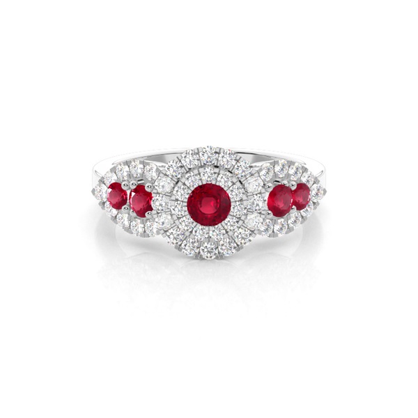 Prong Round Cluster Ruby Ring