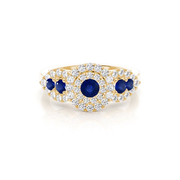 Prong Round Cluster Blue Sapphire Ring
