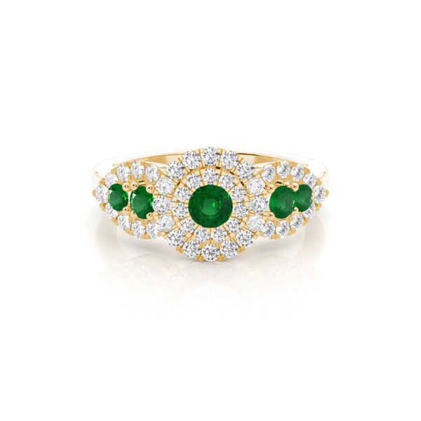 Prong Round Cluster Emerald Ring