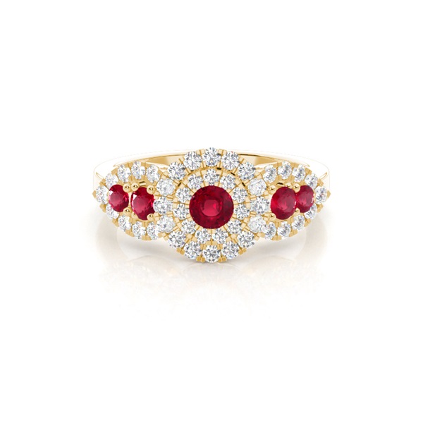 Prong Round Cluster Ruby Ring