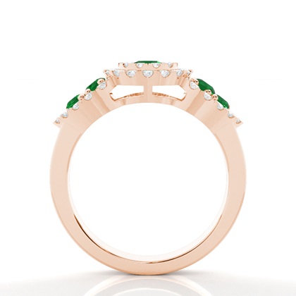 Zinke runder Cluster Smaragd Ring