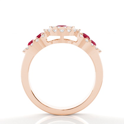 Runder Cluster-Rubinring mit Zinke