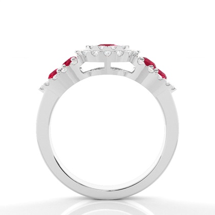 Runder Cluster-Rubinring mit Zinke