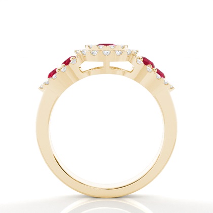 Runder Cluster-Rubinring mit Zinke